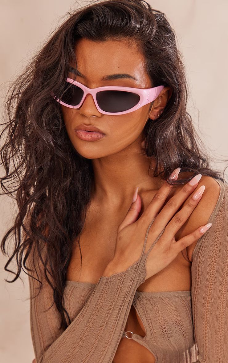 Baby Pink Sporty Visor Sunglasses | PrettyLittleThing US