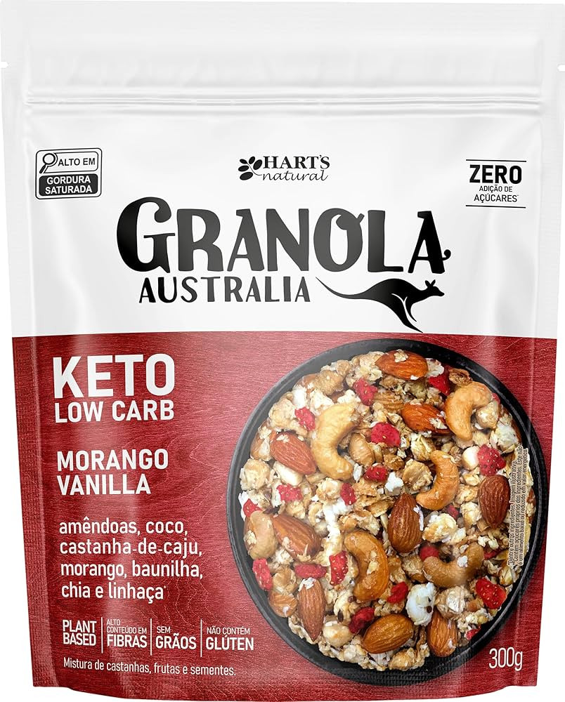 Hart's Natural Granola Australia Keto Low Carb Morango e Baunilha - Granola Sem Açucar, Sem Lact... | Amazon (BR)