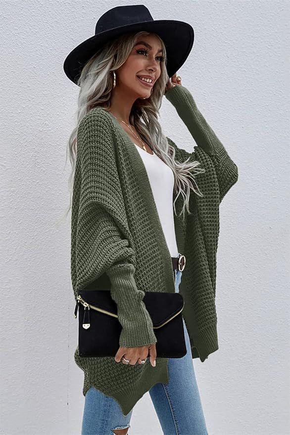 Bsicspace Womens Open Front Cardigan Sweaters Dressy Waffle Knit Casual Lightweight Oversized Wom... | Amazon (US)