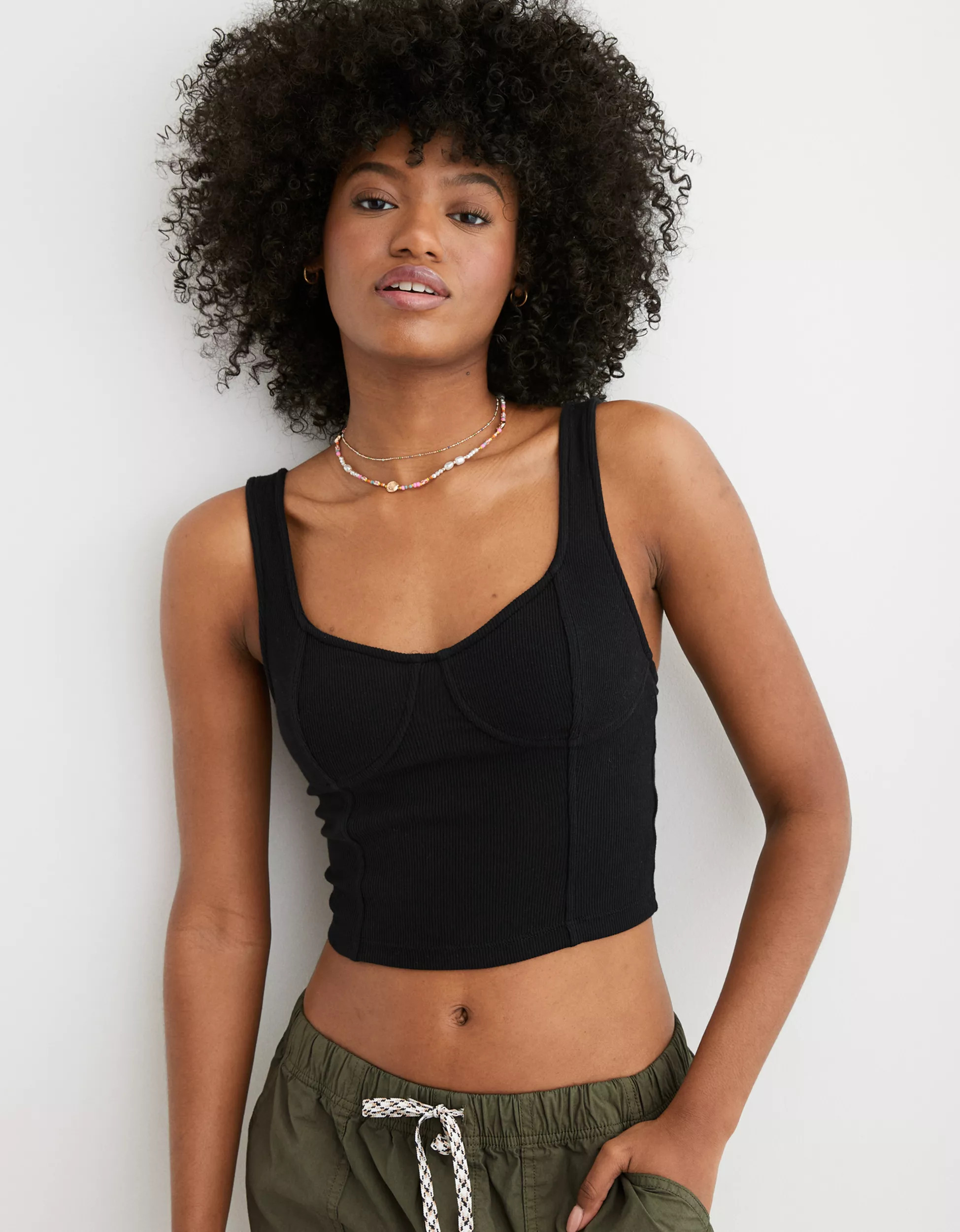 Aerie Corset Cropped Tank Top | Aerie