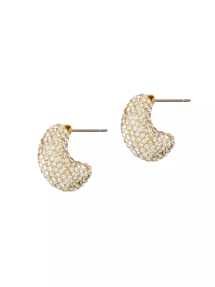 14K-Gold-Plated, Clay, & Crystal Mini Domed Hoop Earrings | Saks Fifth Avenue