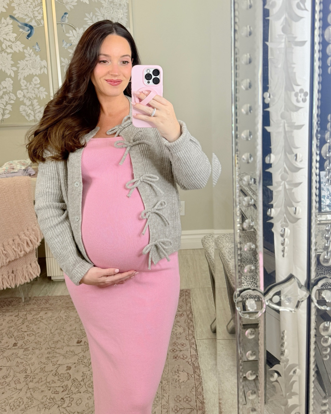 Bumb friendly dress from Amazon! Plus the cutest bow cardigan from
Petal and Pup! Both come in different colors. Wearing size M in dress to fit the bump and XS in the cardigan. 

#LTKBump #LTKStyleTip #LTKBaby