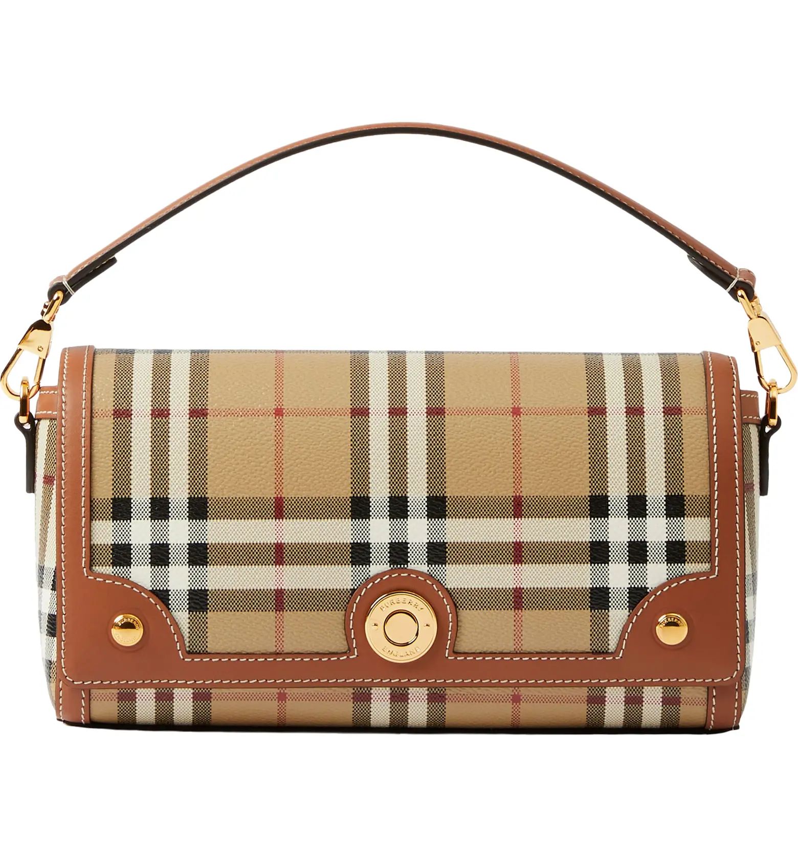 Small Note Check & Leather Crossbody Bag | Nordstrom