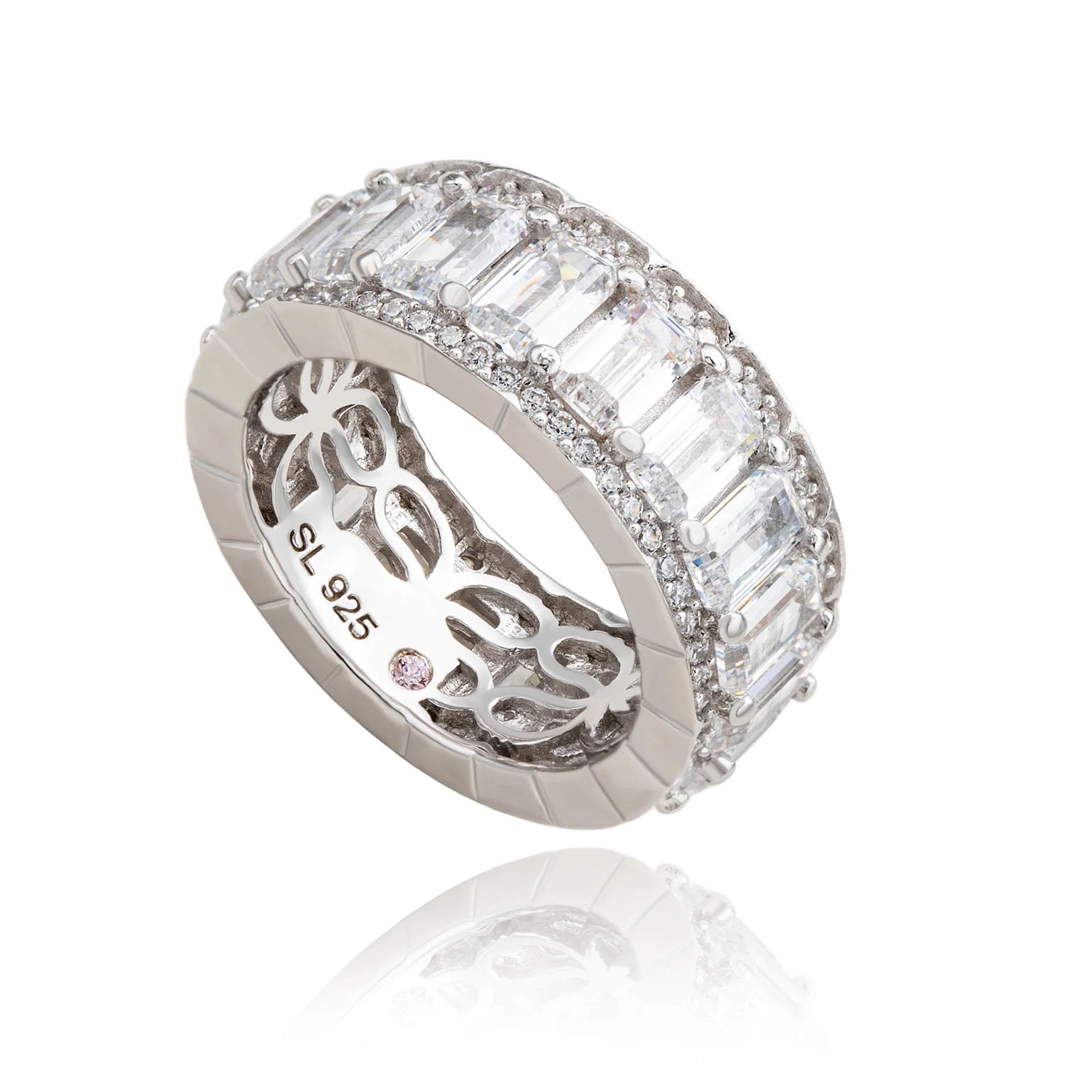 Suzy Levian White Sterling Silver Cubic Zirconia White Emerald Cut Ete | SUZY LEVIAN