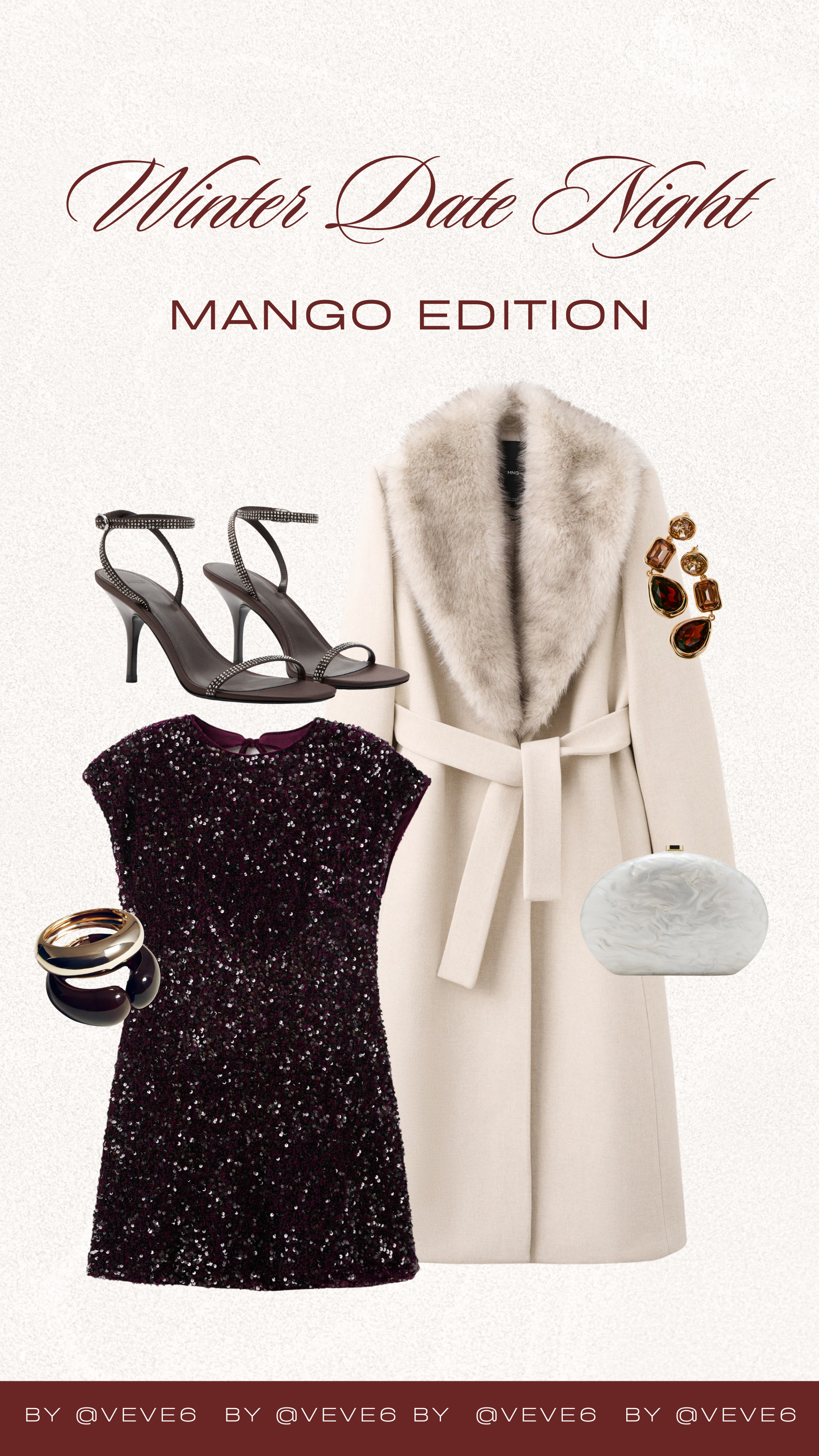 Currently obsessed with this winter date night outfit from Mango 🤍 The sequin mini dress layered with a cozy belted coat, heels, and statement earrings is giving elegant, romantic, and warm all at once. Such a perfect winter Valentine’s outfit. 

 #LTKValentine #LTKootd #LTKSeasonal