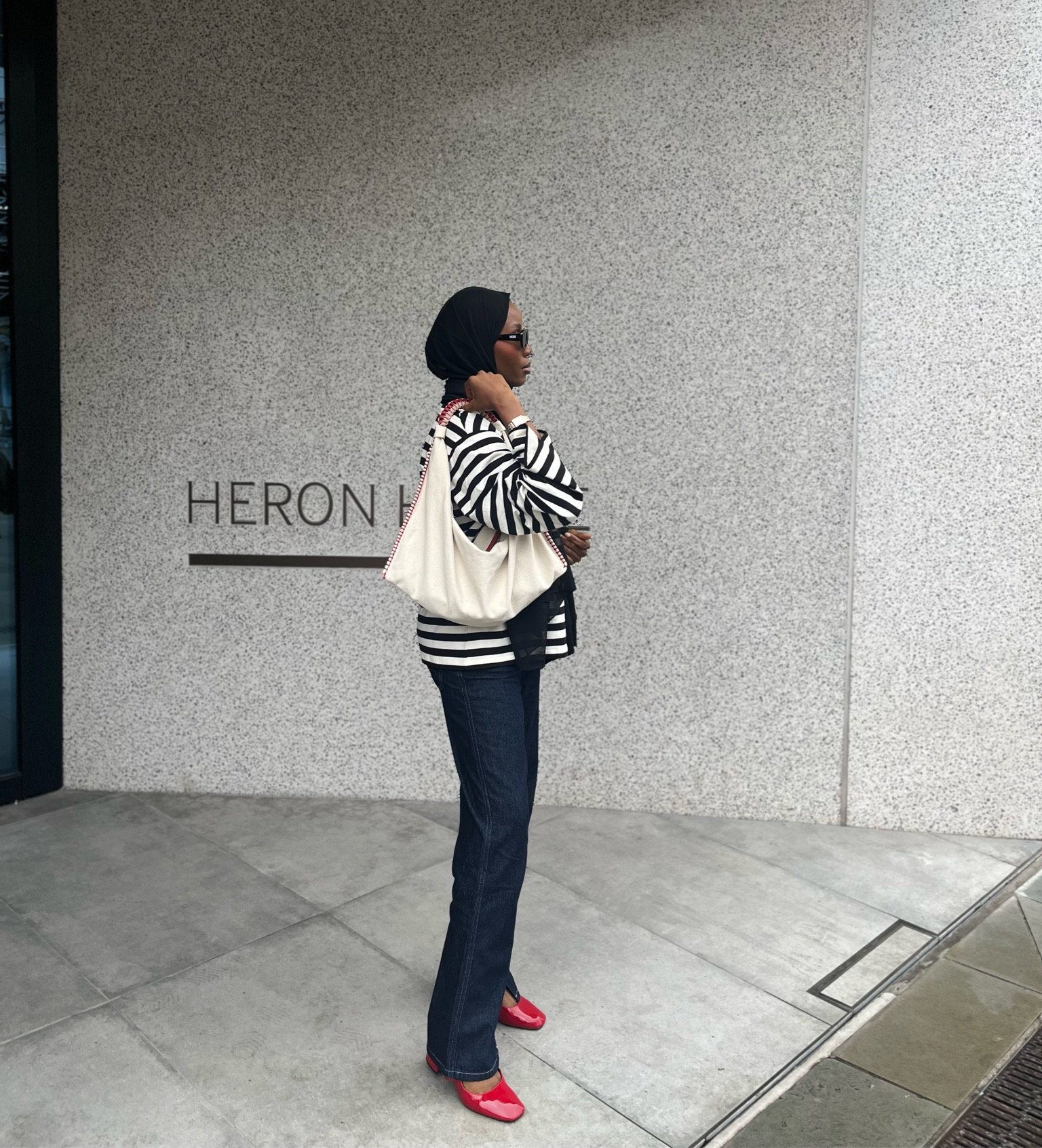 Simple autumn outfit with a pop of colour. Dark denim jeans, striped tee shirt, red mary janes. 

#LTKeurope #LTKstyletip #LTKSeasonal