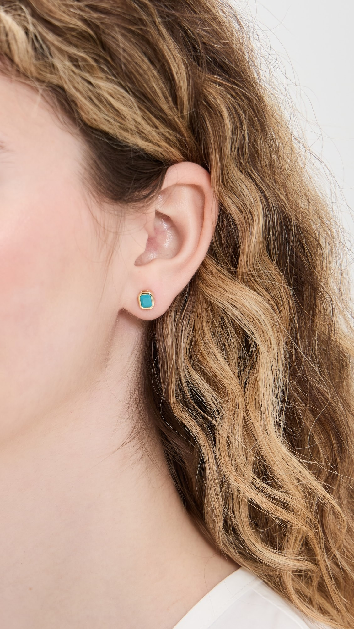 Colored Bezel Baguette Stud Earrings | Shopbop