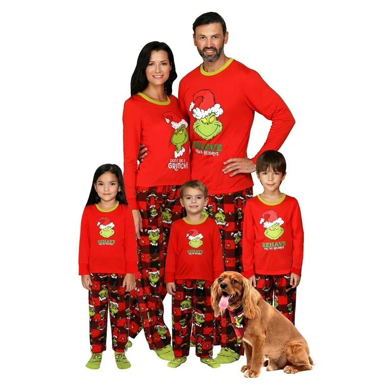 Grinch Christmas Pajamas Christmas Family Matching Pajamas Set Parent-child Grinch Print Long Sle... | Walmart (US)