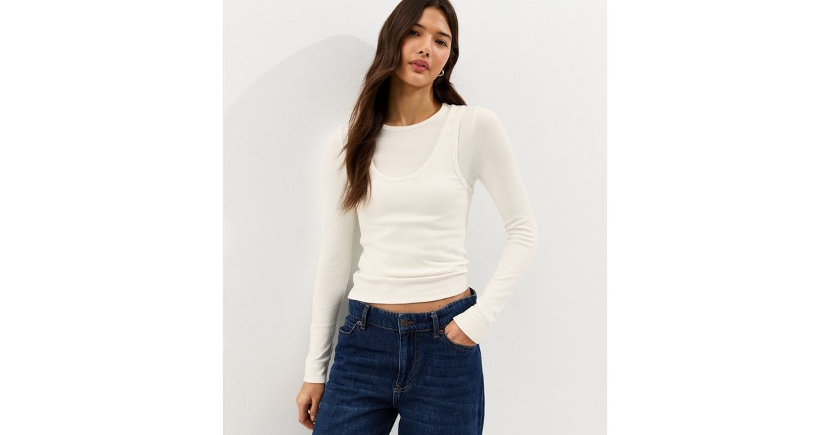 Off White Layered Long Sleeve Top | New Look | New Look (UK)