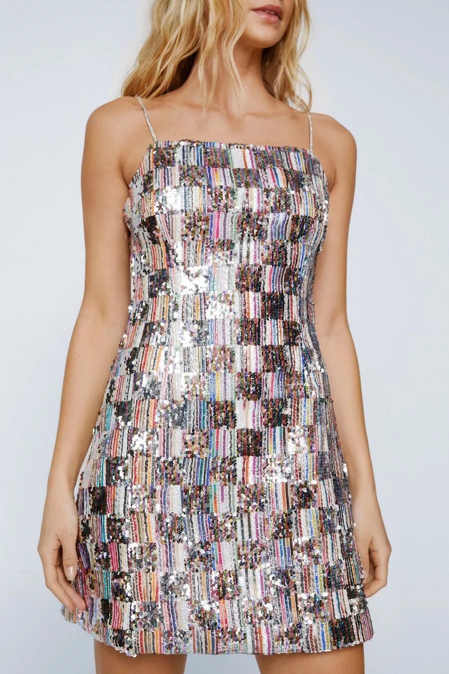 Sequin Checkerboard Mini Dress | Nasty Gal (US)