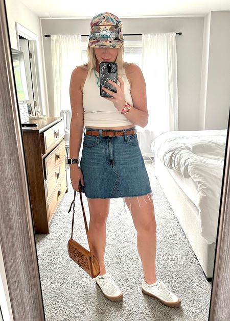 Summer outfit | concert outfit | denim mini skirt 