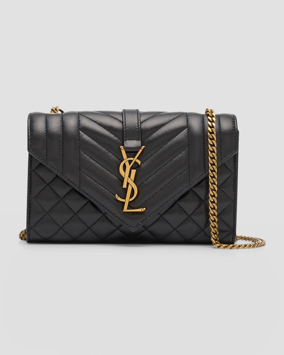 Saint Laurent Envelope Triquilt Small YSL Shoulder Bag in Smooth Leather | Neiman Marcus