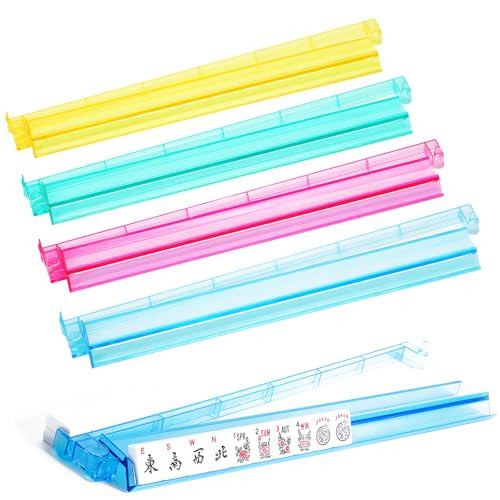 SSFUN Mahjong All-in-One Tile Rack & Pusher, Clear Acrylic Mahjong Rack and Pusher Combo, Modern American Majiang Tile Racks Set of 4 (Multi-Color) | Amazon (US)