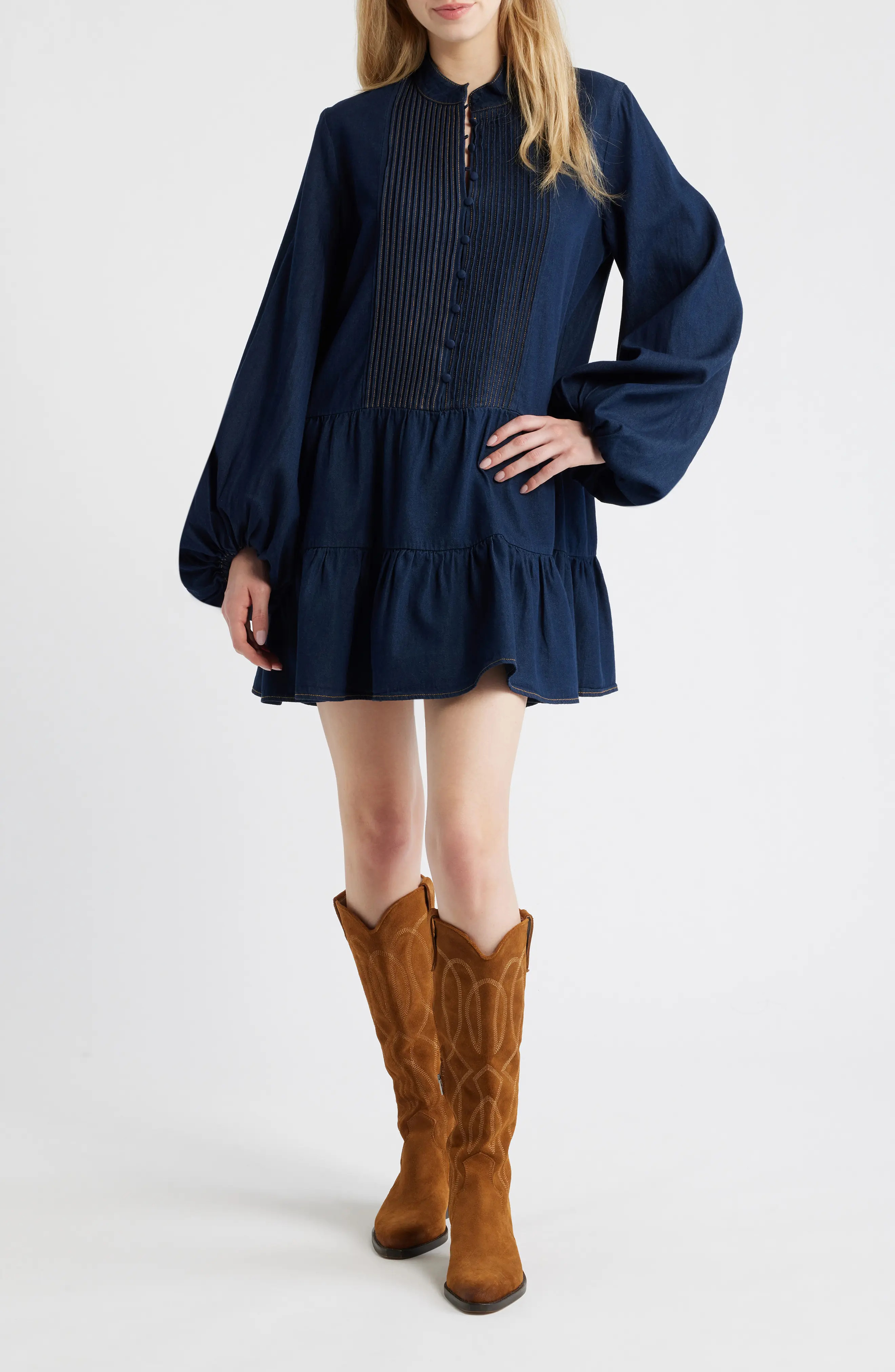 Antonia Long Sleeve Chambray Minidress (Women) | Nordstrom | Nordstrom