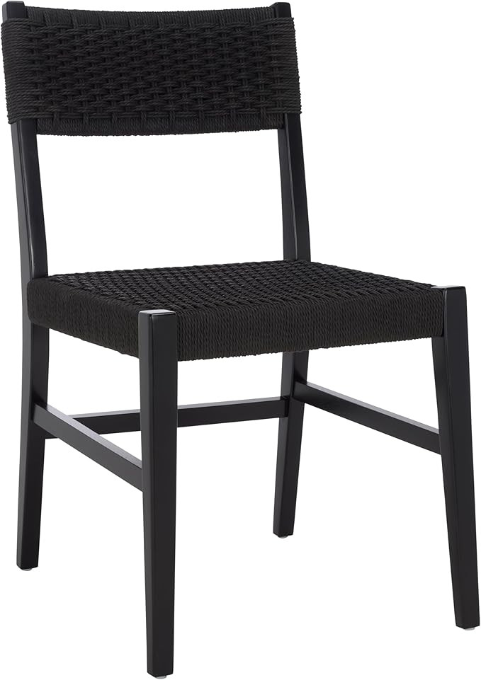 SAFAVIEH Home Collection - Dutton Woven Dining Chair, Black Paper Cord Seat & Black Solid Wood Fr... | Amazon (US)