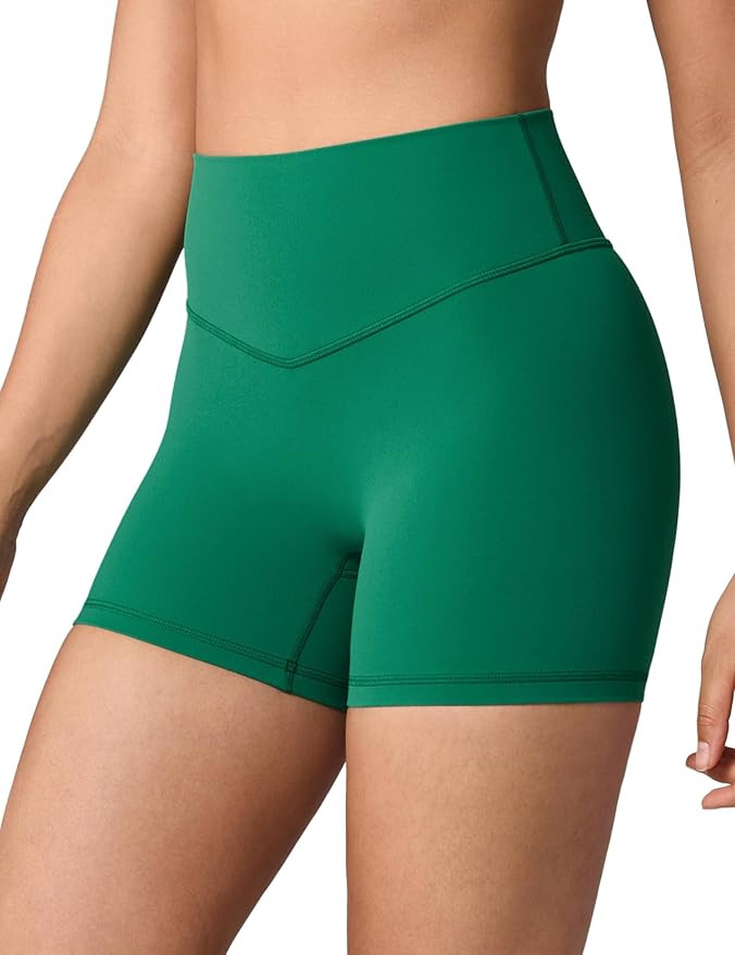 Hugcurve No Front Seam High Waisted Workout Biker Shorts for Women 4" Tummy Control Buttery Soft ... | Amazon (US)