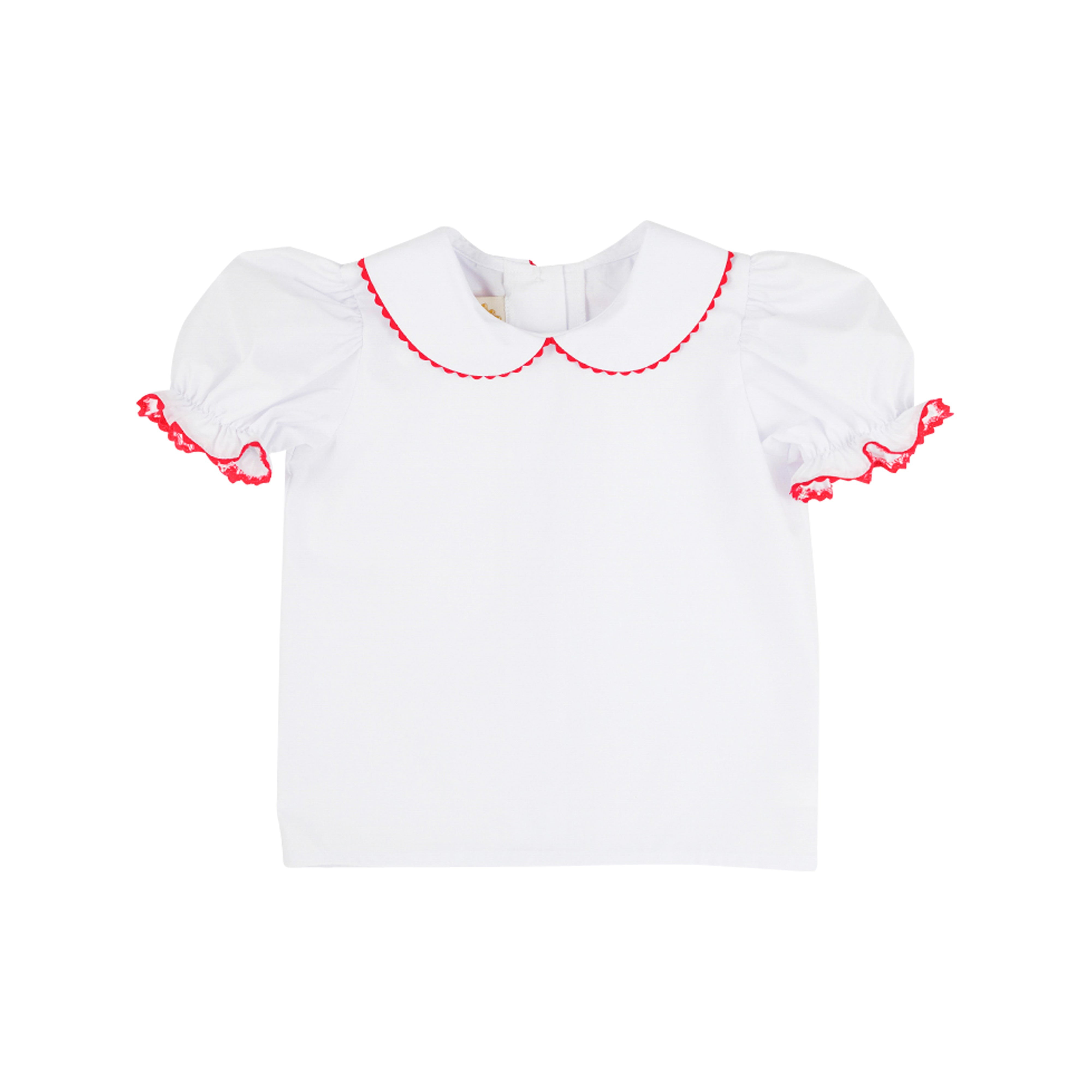 Maude's Peter Pan Collar Shirt & Onesie (Short Sleeve Woven) - Worth Avenue White with Richmond R... | The Beaufort Bonnet Company