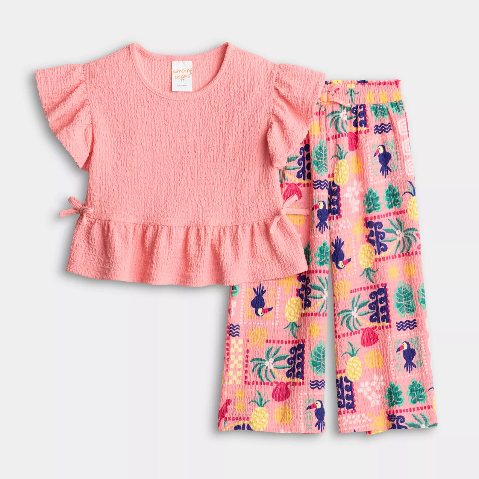 Baby & Toddler Girl Jumping Beans® Crinkle Knit Peplum Top & Pant Set | Kohl's