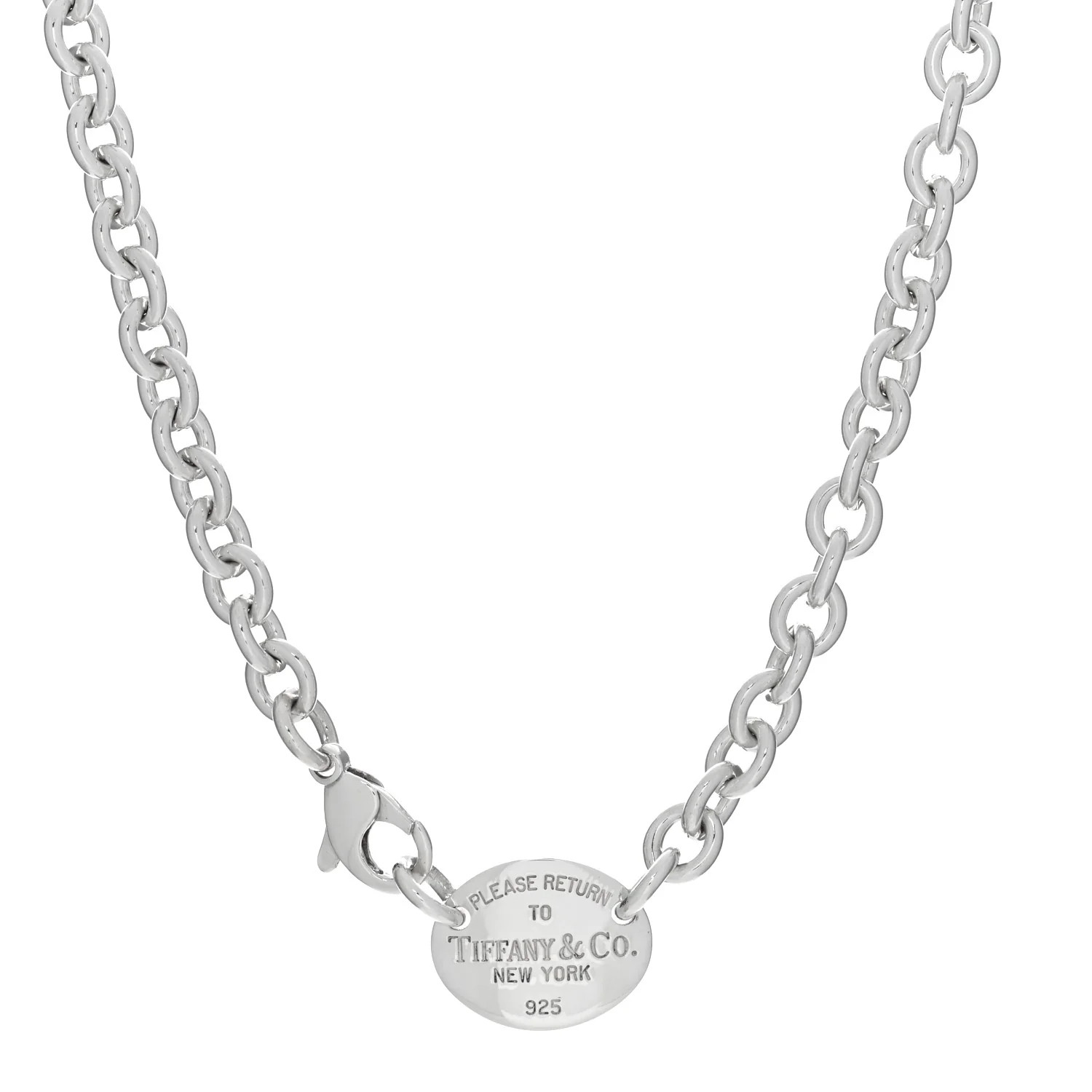 Sterling Silver Return to Tiffany Oval Tag Choker Necklace | FASHIONPHILE (US)