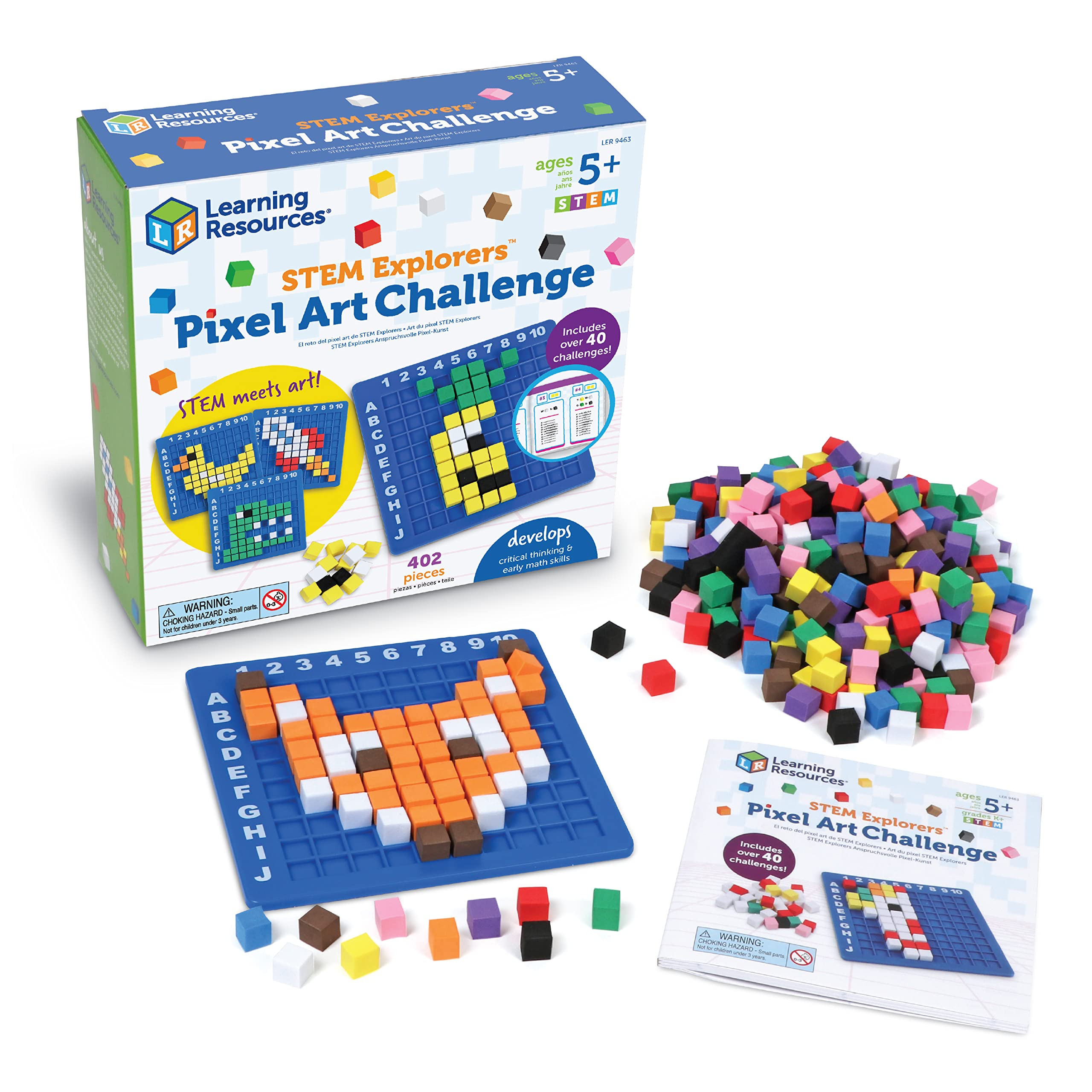 Learning Resources STEM Explorers Pixel Art Challenge - Math Puzzles, Pattern Blocks, Creativity ... | Amazon (US)