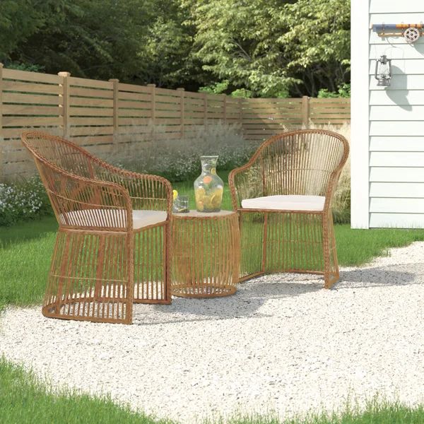 Lustig Wicker/Rattan 2 - Person Seating Group with Cushions | Wayfair North America