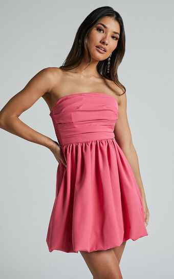 Shaima Mini Dress - Strapless Dress in Fondant Pink | Showpo (US, UK & Europe)