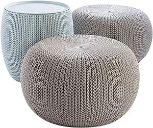 Keter Urban Knit Pouf Ottoman Set of 2 with Storage Table for Patio and Room Décor-Perfect for B... | Amazon (US)