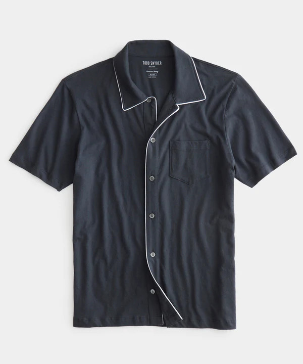 Made in L.A. Montauk Tipped Full Placket Polo in Railings | Todd Snyder