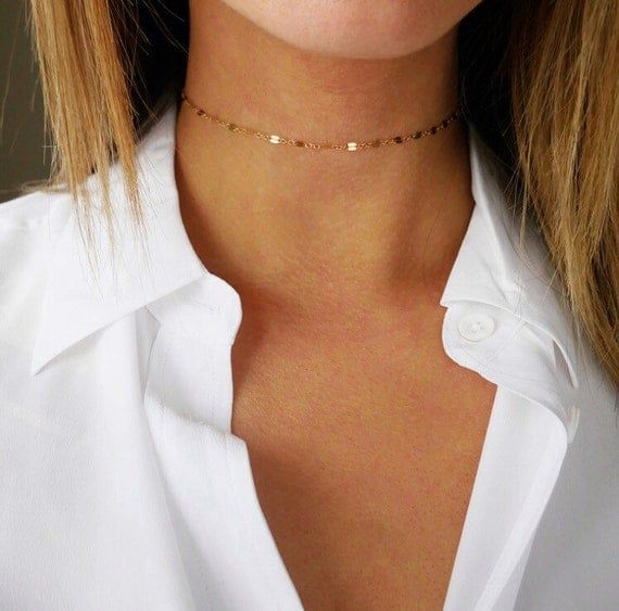 Thin Gold Choker | Gold Choker Necklace | 14kt Gold Filled | Etsy (US)
