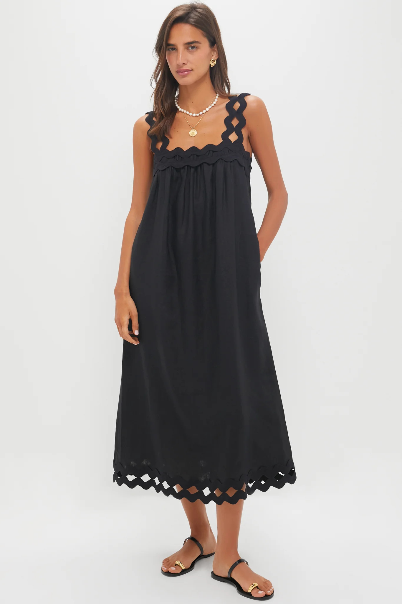 Black Ric Rac Linen Ellis Dress | Tuckernuck (US)