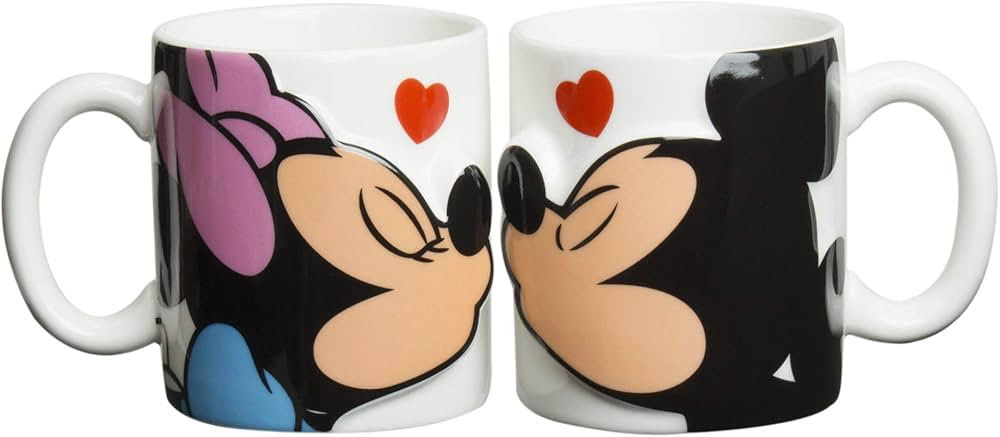 Disney SAN2148 Mickey & Minnie Kiss Mug, Pair of 2, 10.1 fl oz (300 ml), For Two Lives, Couples, ... | Amazon (US)