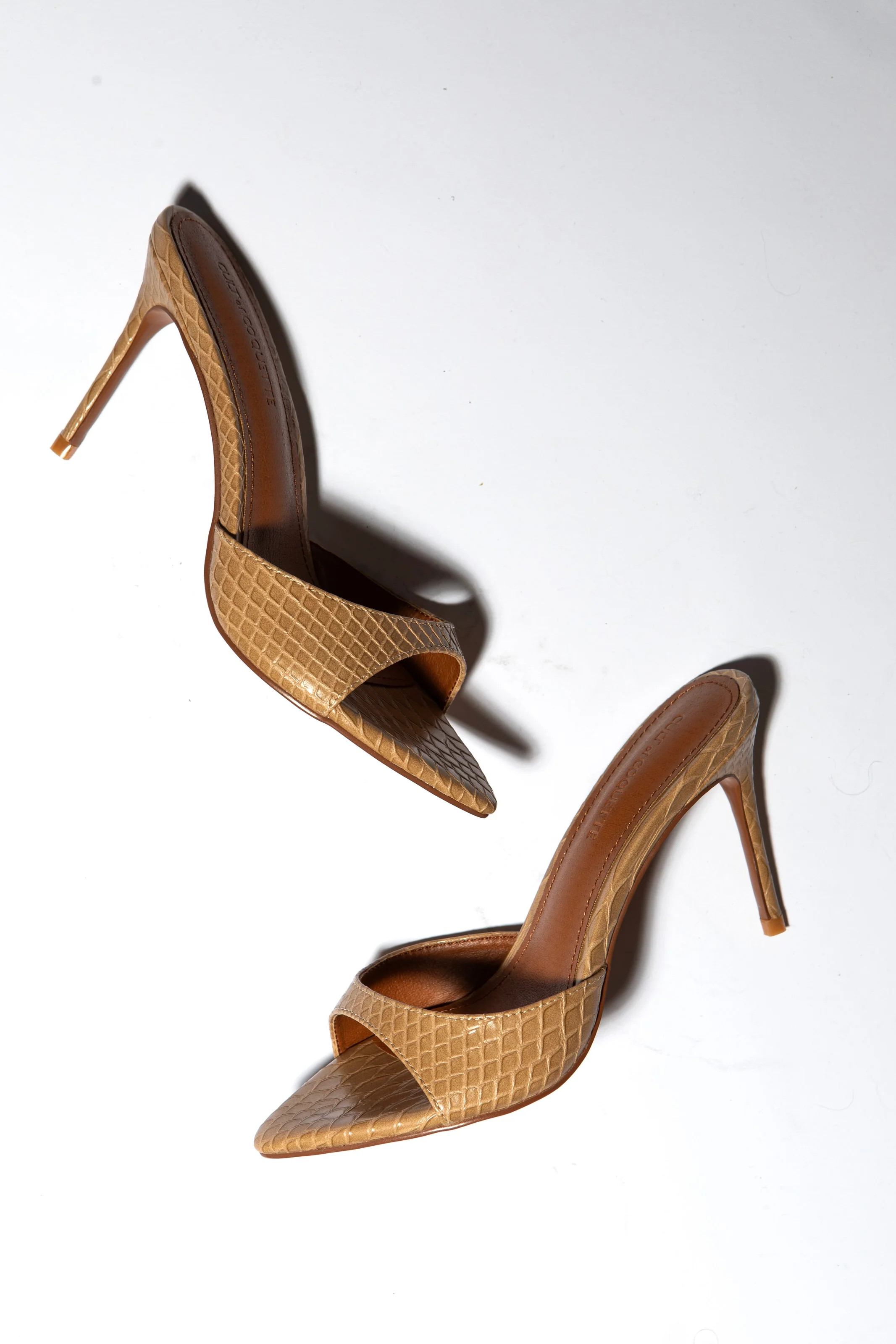 Gia Nude Reptile Vegan Mules 80 mm | CULT OF COQUETTE