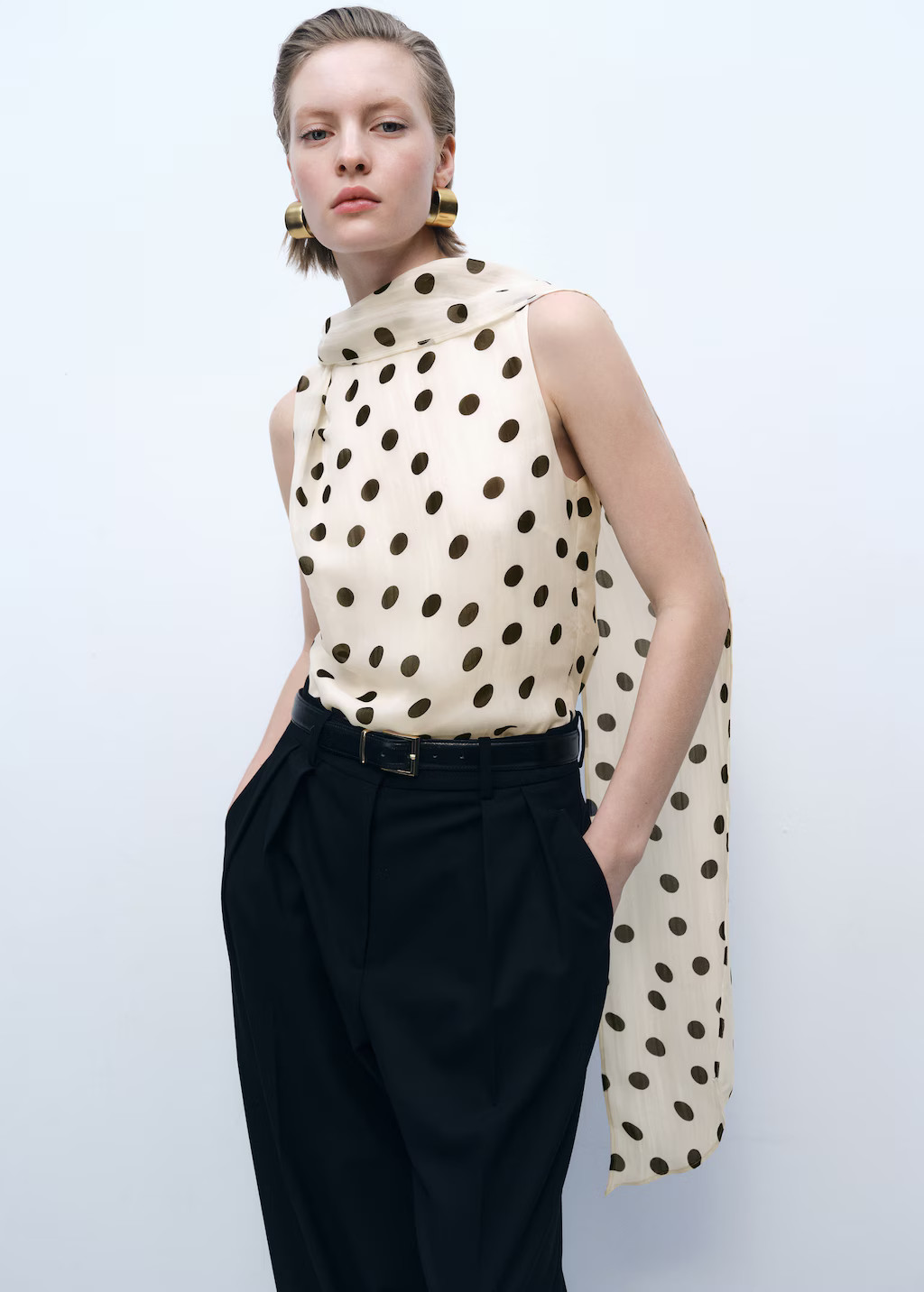 Polka-dot wrap-neck blouse - Women | MANGO USA | Mango (US/MX/AU)
