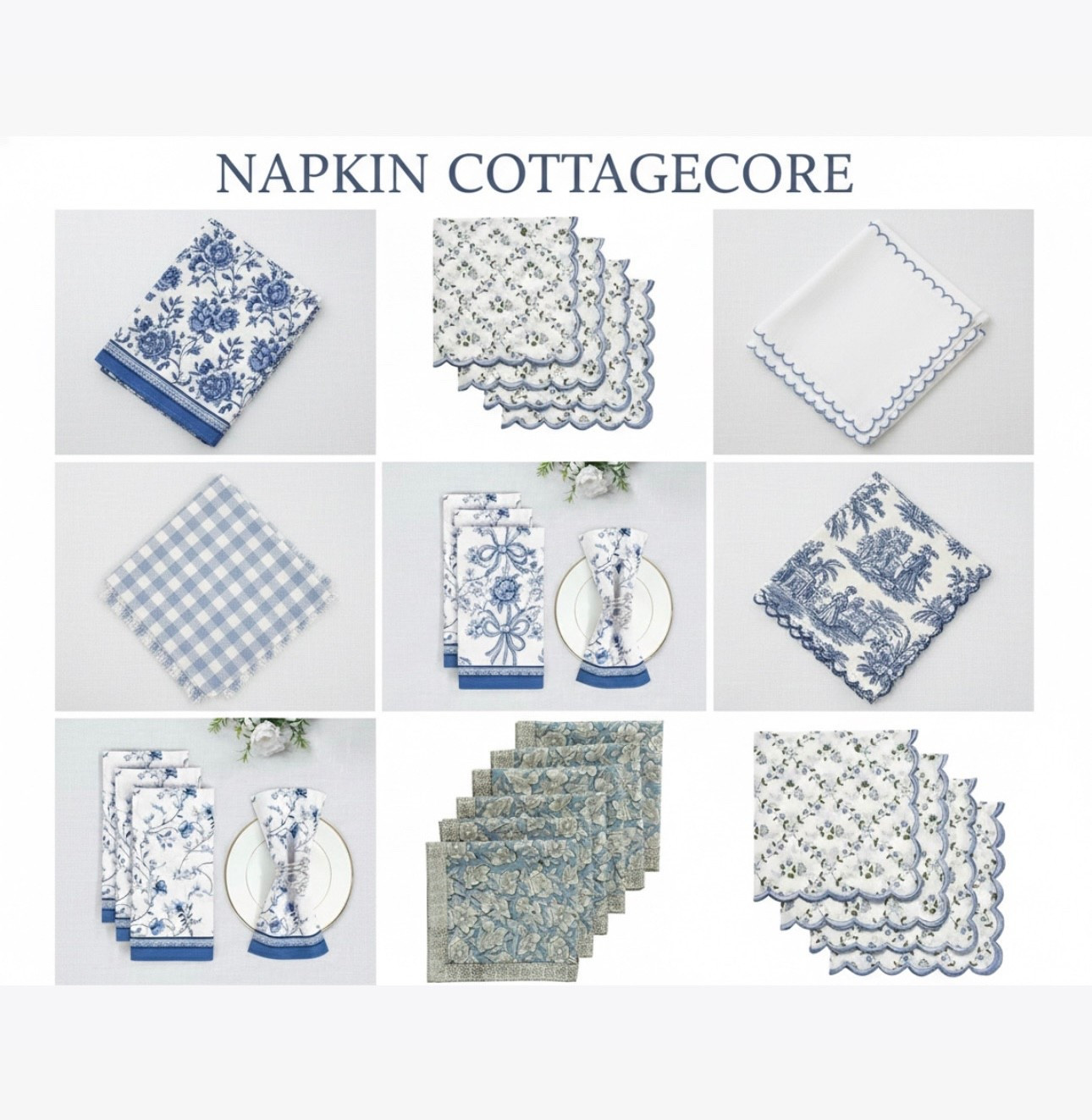 Soft blue florals, vintage charm, cozy elegance 💙
These cottagecore napkins are my current favorites.
Find all of them on LTK.


#LTKHome #LTKvlog #LTKSeasonal