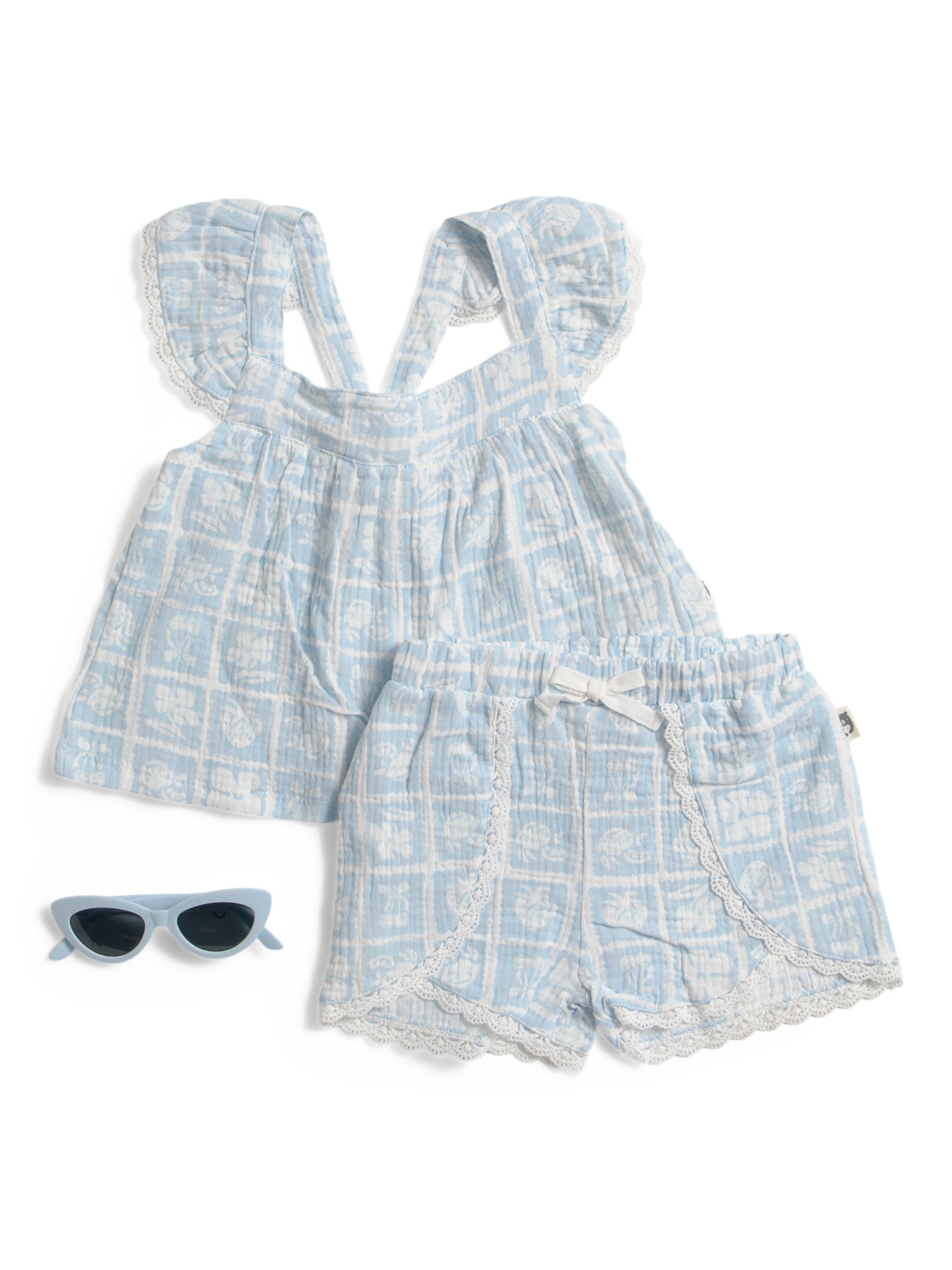 Toddler Girls 2pc Fruit Print Top And Shorts Set With Sunglasses | TJ Maxx