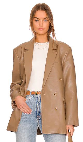 Roman Oversized Double Breasted Blazer in Taupe | Revolve Clothing (Global)