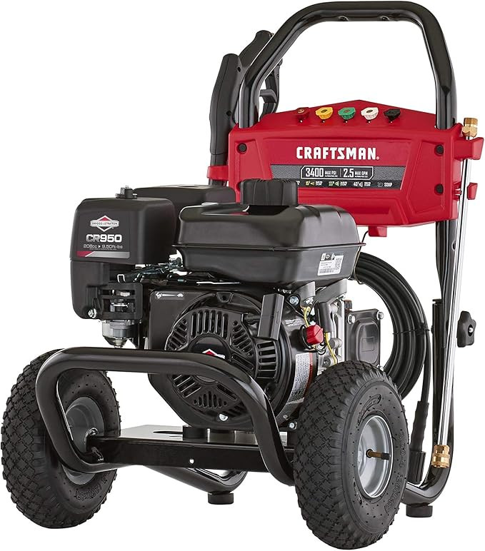 CRAFTSMAN 3400 MAX PSI at 2.4 GPM Gas Pressure Washer with Adjustable Pressure Pump, 30-Foot High... | Amazon (US)