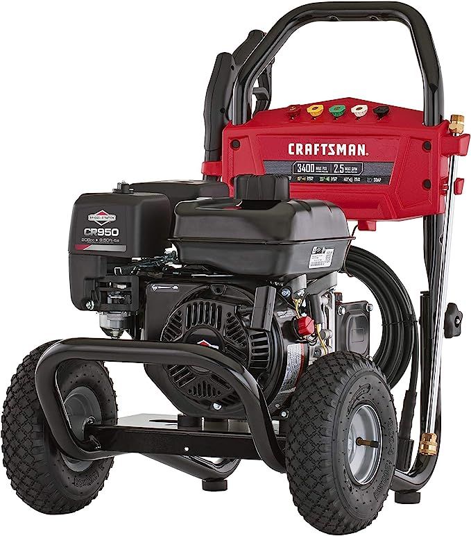 CRAFTSMAN 3400 MAX PSI at 2.4 GPM Gas Pressure Washer with Adjustable Pressure Pump, 30-Foot High... | Amazon (US)