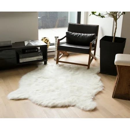 luxe faux fur homeroots faux hide rug 4.25 x 5 - off white | Walmart (US)