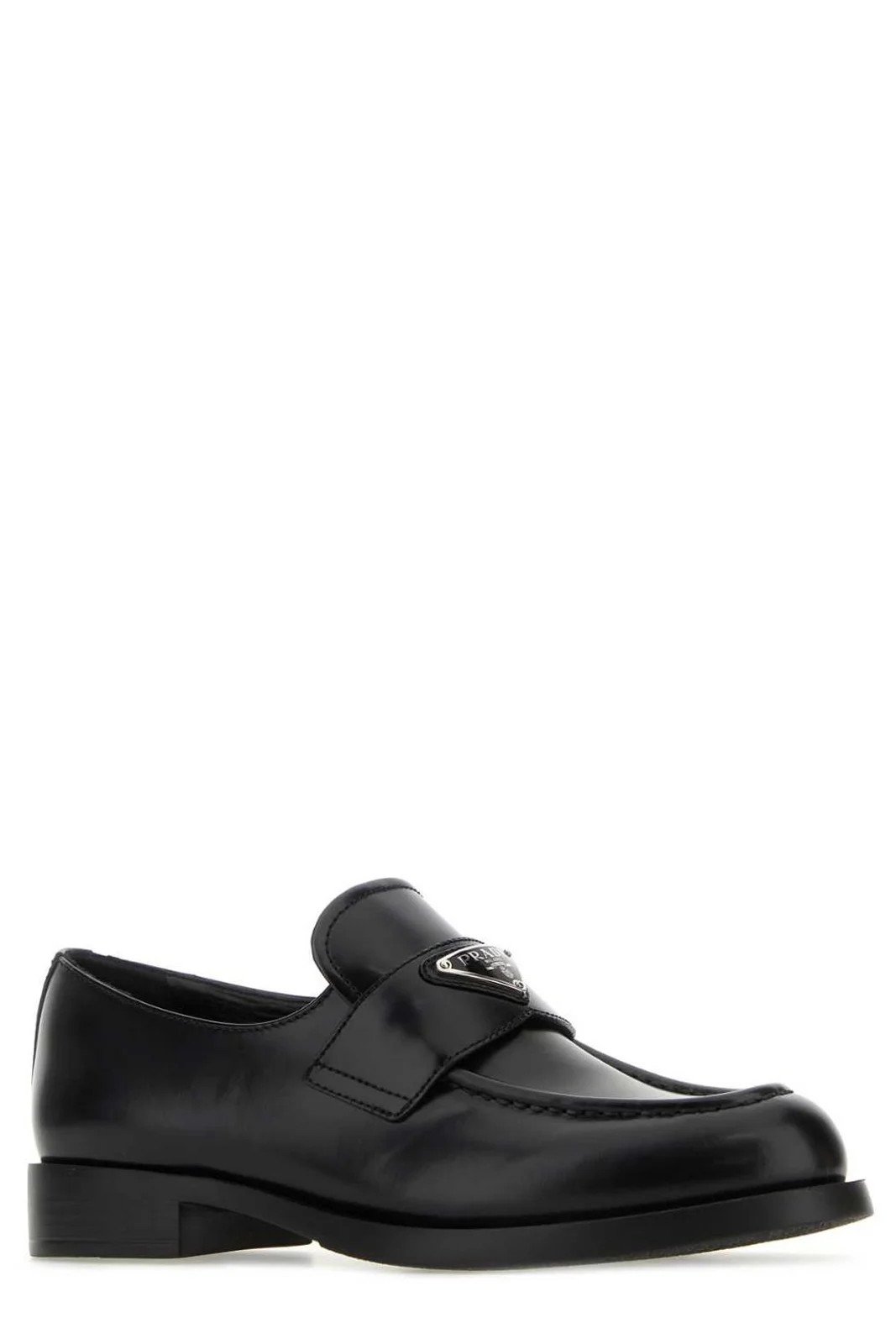 Prada Logo Plaque Almond-Toe Loafers | Cettire Global