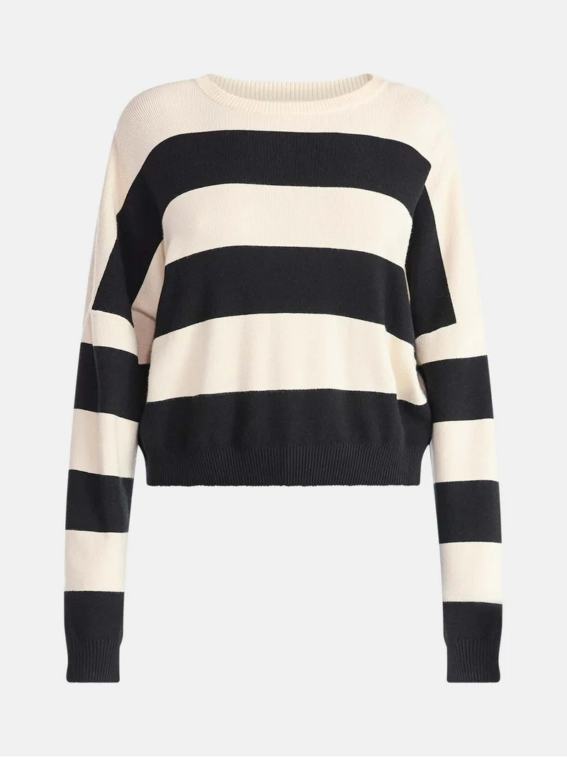 No Boundaries Striped Sweater, Lightweight, Women's | Walmart (US)