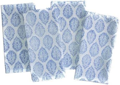 ATOSII 'Amalfi' Home Linen 100% Cotton Cloth Napkins - 20 x 20 inch (Blue) - Oversized Dinner Nap... | Amazon (US)