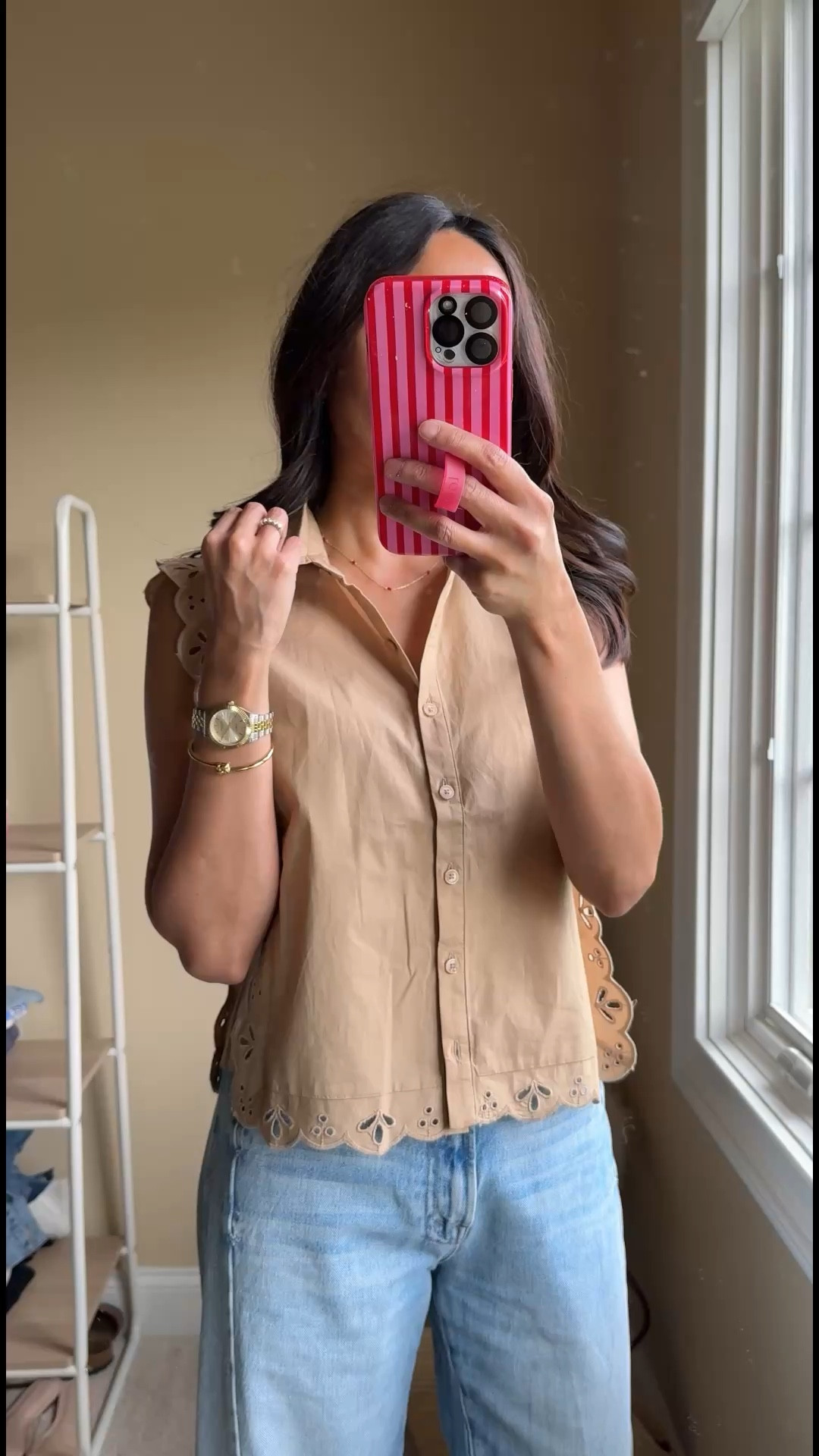 Spring outfits 2026. 
Easy, elevated casual outfit for Spring & Summer: cotton top, jeans, slide sandals, tote bag. 
- Exact top is eye-catching with the cut and detailing. Unique style to add to your wardrobe if you like cotton button up tops. Could dress up with tailored pants. Currently on sale 40% off; around $36.
- Barrel jeans in a light wash  
- Slide sandals elevate basic outfits with a beautiful raffia texture and gold buckles. They go with everything. 
- Woven tote bag is a classic for warmer months. 
- Sunglasses look chic and are good quality. 


#LTKOver40