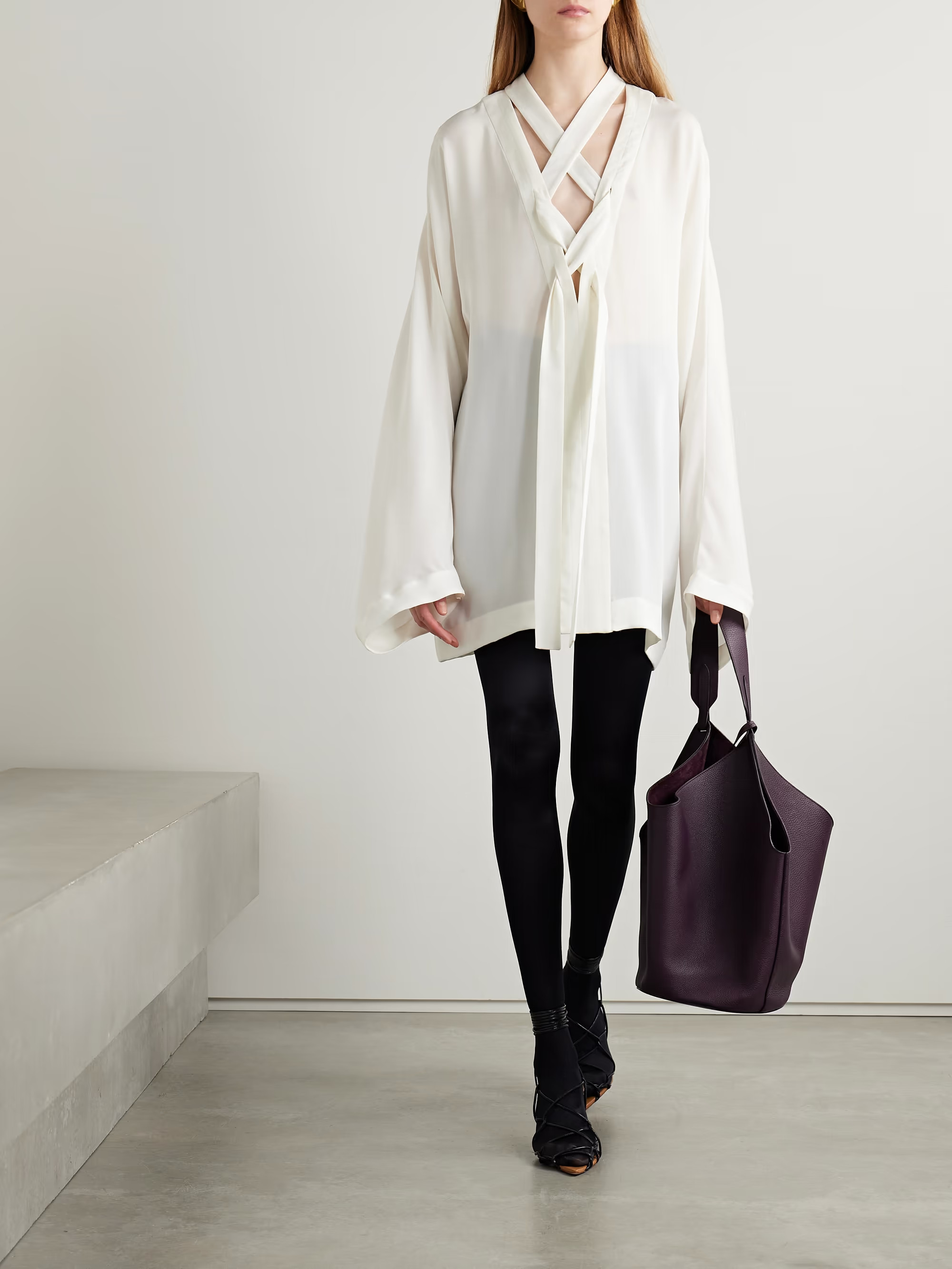 Mehna lace-up silk crepe de chine mini dress | NET-A-PORTER (US)