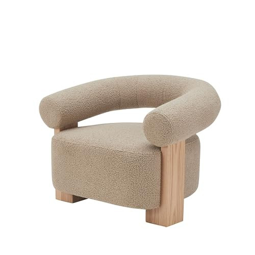 Limari Home Khotyn Collection Modern Living Room Fabric Accent Chair, Beige, Oak | Amazon (US)