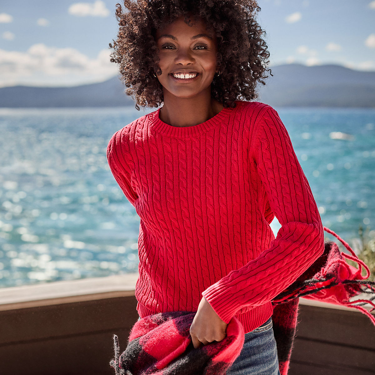 Women's Drifter Cable Crew Neck Sweater | Lands' End (US)