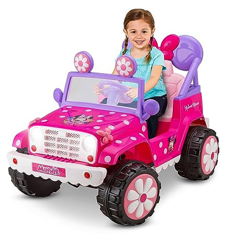 Kid Trax Disney's Minnie Mouse 6V Ride-On Toy, Flower Power 4x4 Battery Powered Outdoor Toy, Kids Ages 3-5 and Up to 60 lbs,Working Headlights, Sounds, Pink Minnie Mouse Ride On, Toddler, Girls, Boys | Amazon (US)