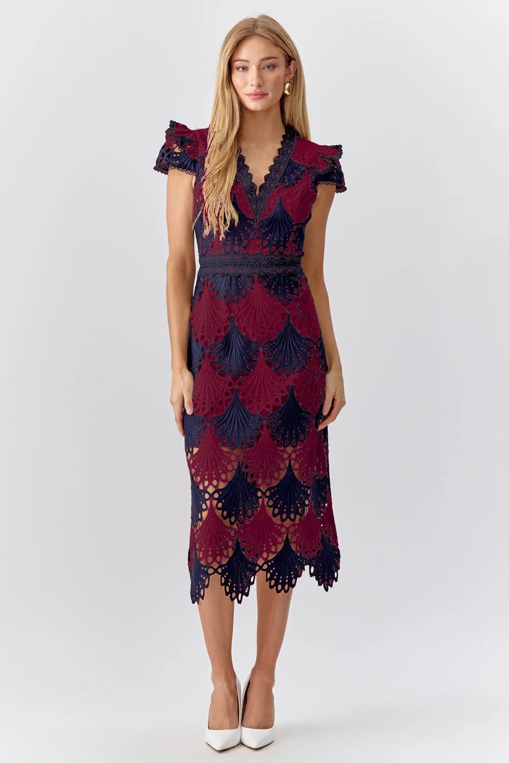 Mia Crochet Lace Midi Dress | Adelyn Rae