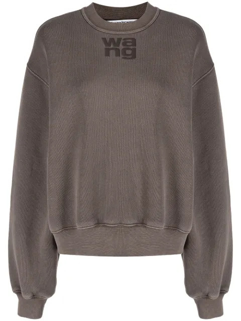 Alexander Wang rubberised-logo Cotton Sweatshirt - Farfetch | Farfetch Global
