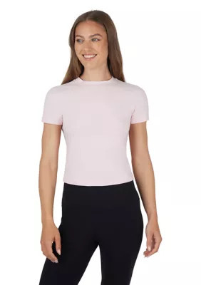 Yogalicious Women's Air Lite Melissa Cropped T-Shirt, Pink, XS | Belk